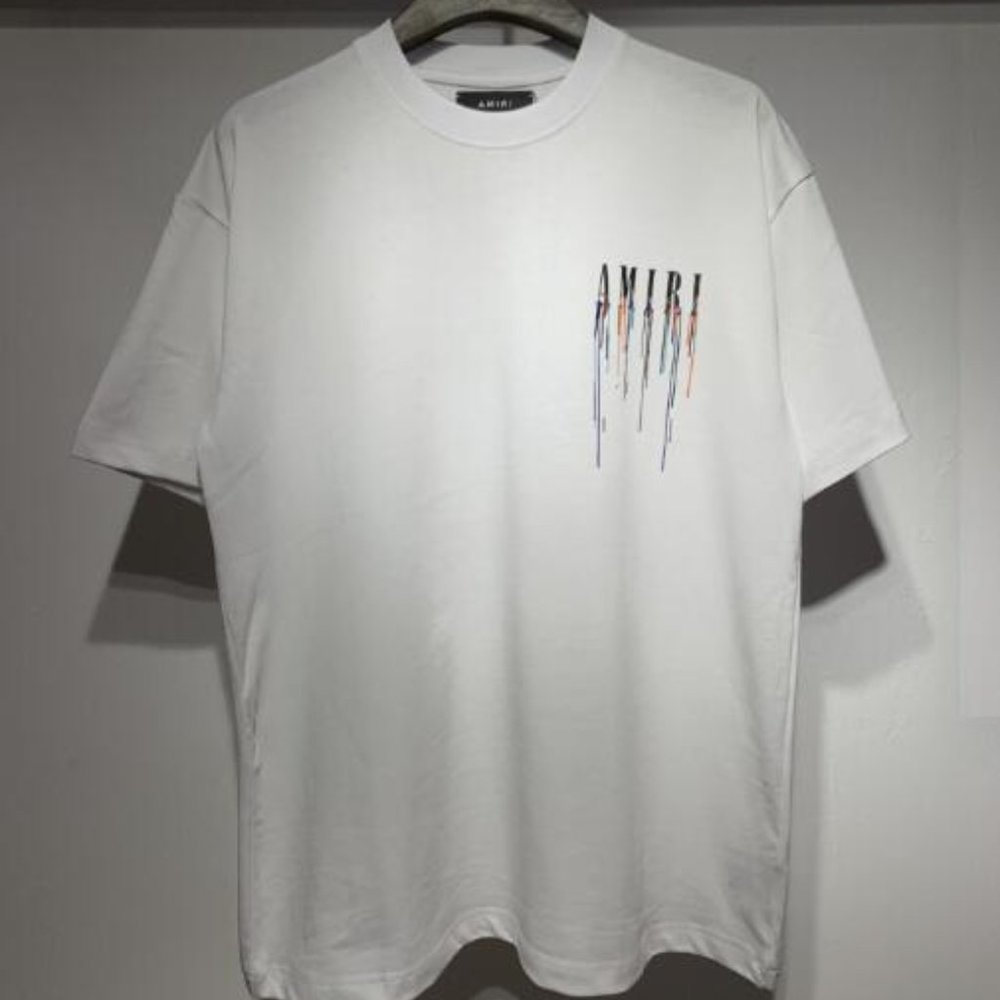 AMIRI White Splash Ink Print Short Sleeve T-shirt